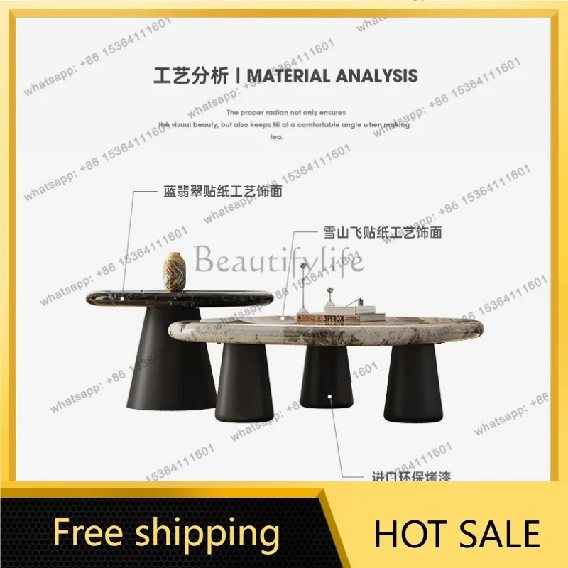 YJ J Italian minimalist square coffee table designer creative new light luxury high-end living room home coffee table combinatio
