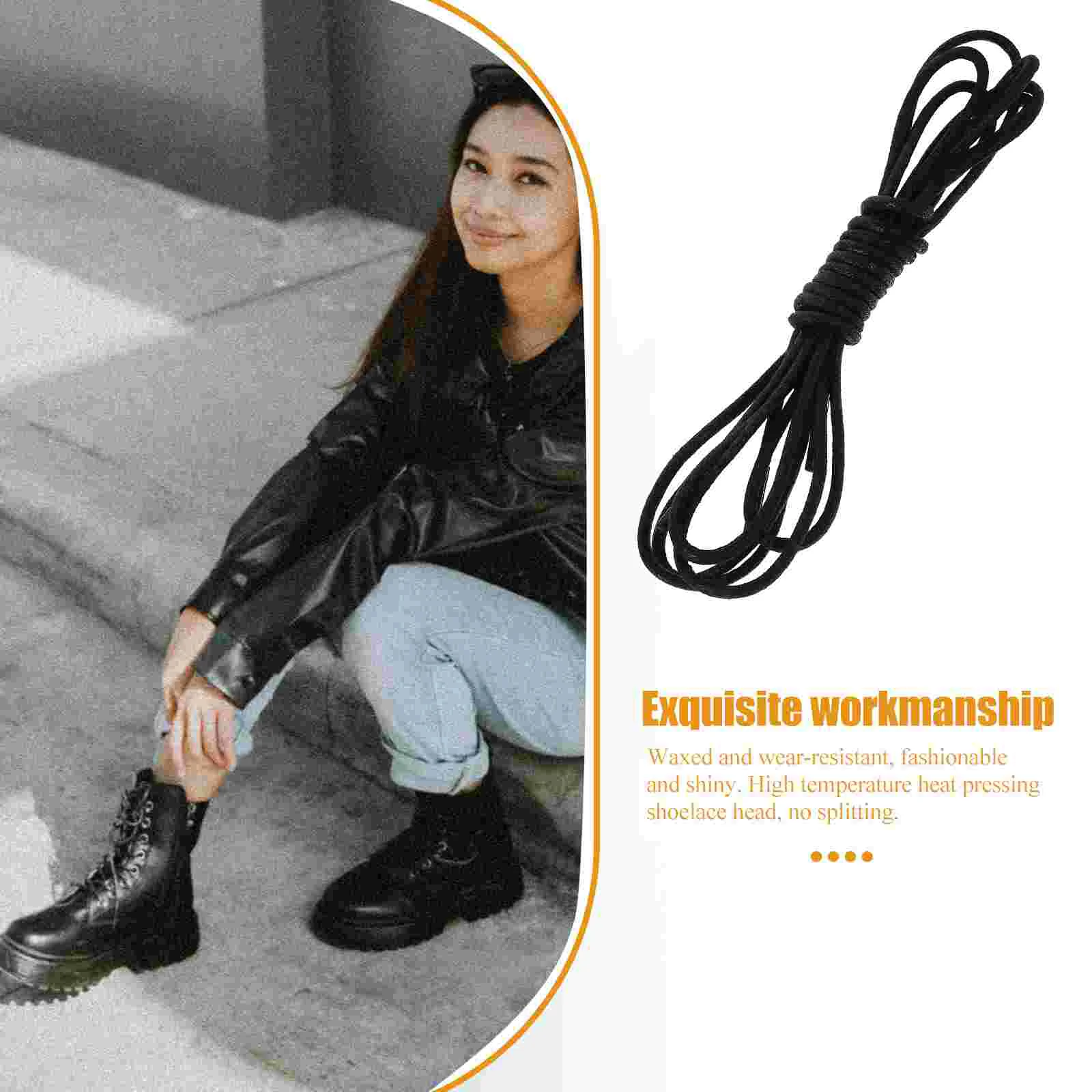 Boot Laces Waxed Dress Shoelaces for Shoes Boots Women Polyester Yarn Formal Round Sneakers Women's Black