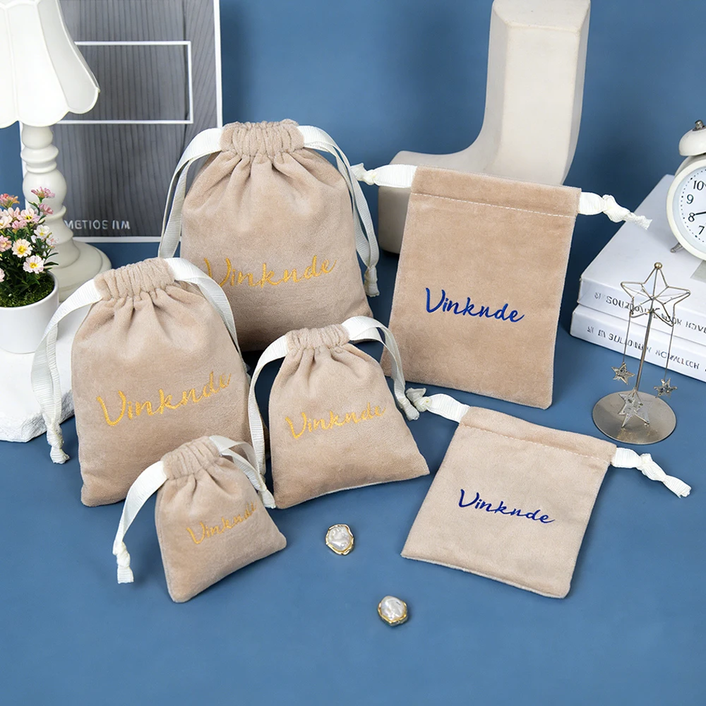 

100 Bulk Jewelry Gift Bag Soft Velvet Drawstring Pouches Custom Rings Watch Bracelet Pendant Necklace Organizer Cosmetic Package