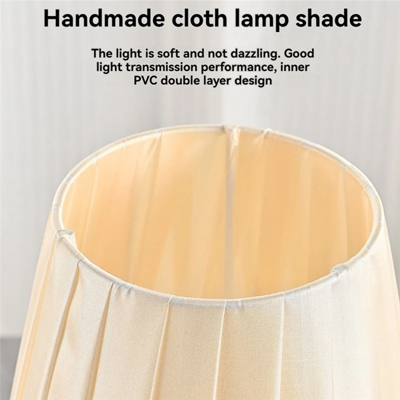 BMBY-3W LED Desk Lamp Wooden Table Lamp USB Powered - Portable LED Bedside Lamp Withpleated Shade, 3 Color Touch Sensor