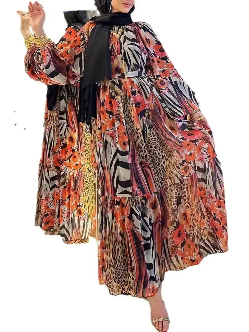 عباية بطبعة الفهد رداء العيد للنساء المسلمات عبايات رمضان المغرب قفطان إسلام دبي فيستدوس جلابية فساتين 2026