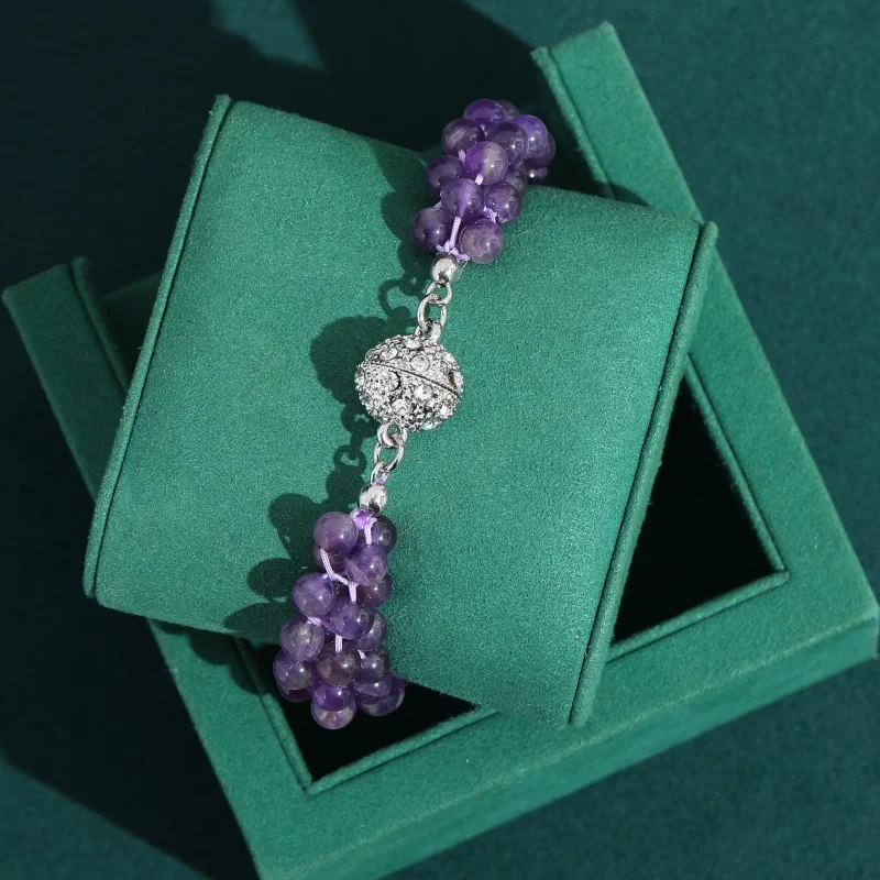 

Vintage Purple Natural Stone Beads Bracelets for Woman Elegant Luxury 2026 Silver Color High Quality Jewelry Brand Designer Gift