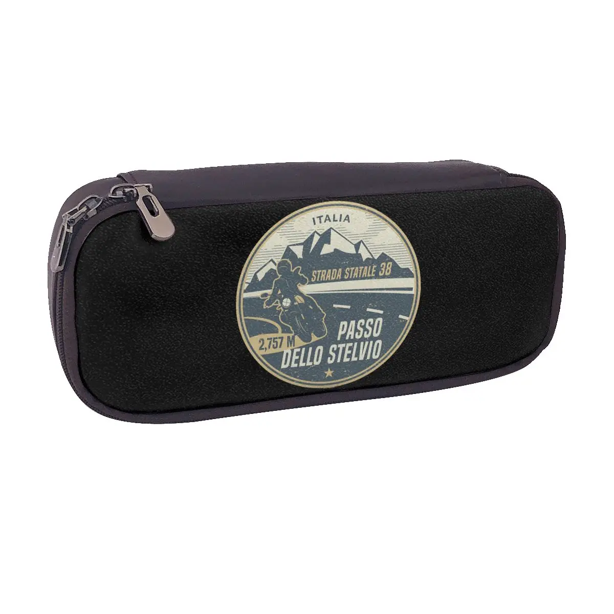 Stelvio Pass, Italy Leather Pencil Case for Boys Girls School Pen Box Pencil Bag Stationery Supplies Pen Holder Bag