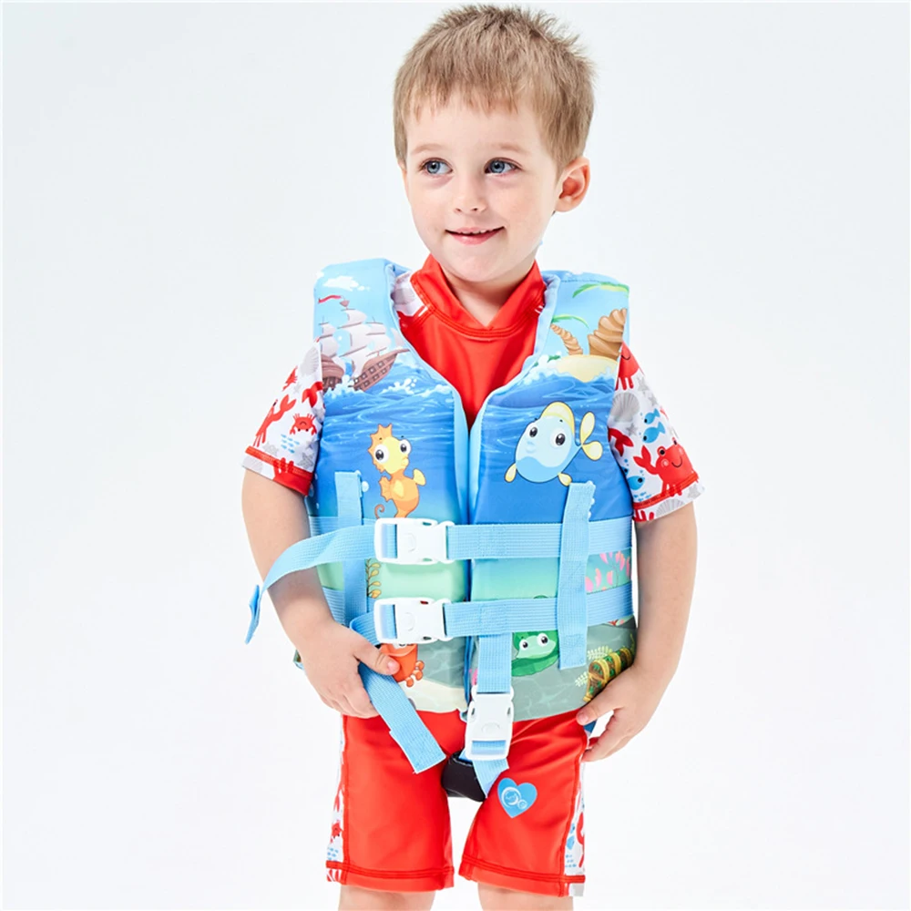 Swimming Drifting Life Vest with Lockable Buckles for Kids, Cartoon Print, Flotage Life Jacket for Girls and Boys, 2-8 Years