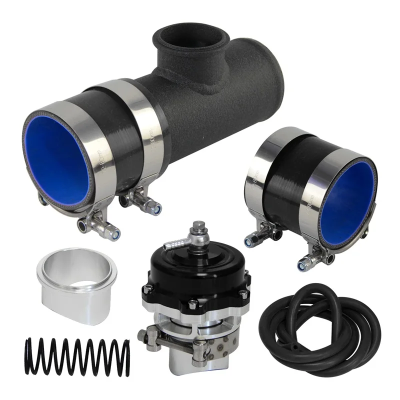 50MM 35PSI Boost V-Band Turbo Blow Off Valve BOV + 70mm Flange Pipe Hose Kit Black