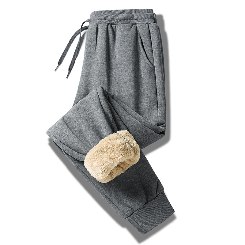 Mens Cashmere Sweatpants Winter Warm Lamb Wool Trousers for Male Lined Fleece Pants Mens Autumn and Winter Casual Joggers Pants - Image 3