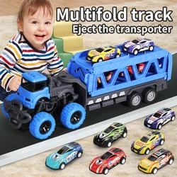 Giocattoli per camion grandi pieghevoli per espulsione di vagoni ferroviari deformabili per bambini Set da gioco per trasportatori di contenitori Regalo per bambini
