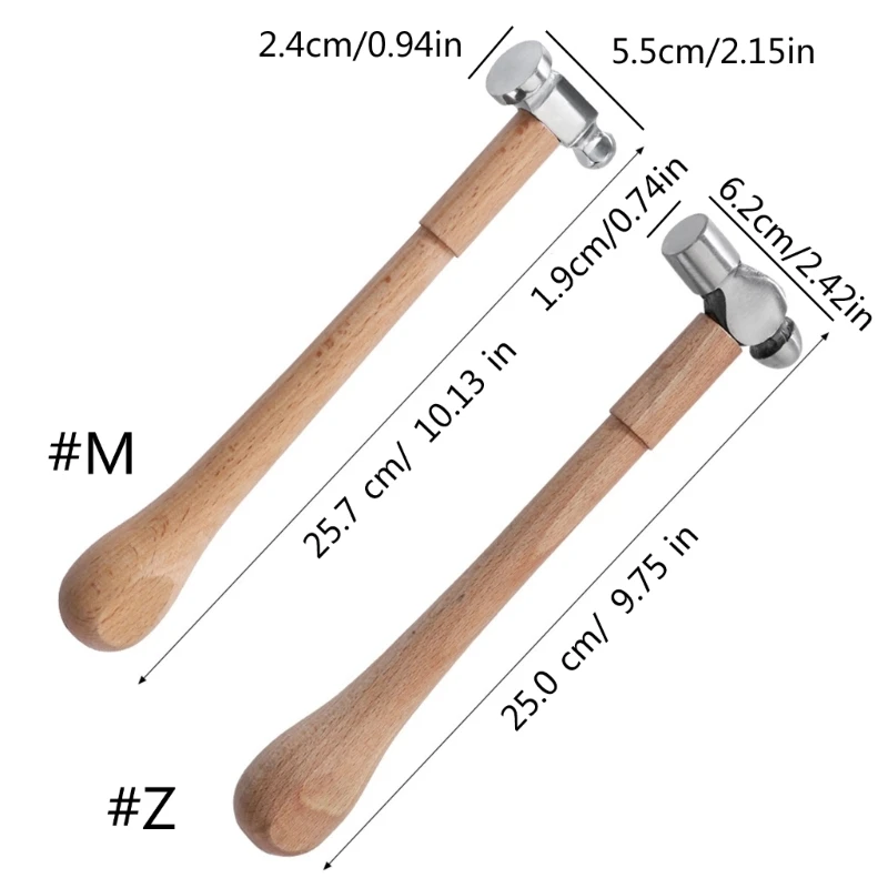 Ball Peen Hammer with Wooden Handle Heavy Duty Metalworking Hammer for Household Workshop Metal Forming Repairing Rivet