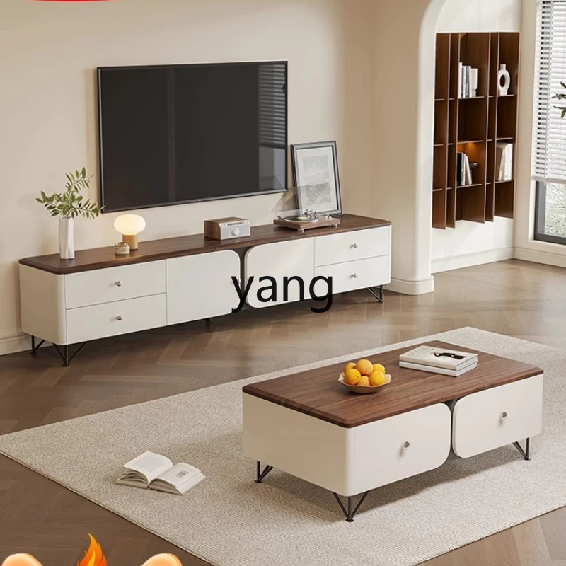 

Ltt light luxury modern simple rounded corner TV cabinet coffee table combination living room home medium ancient style
