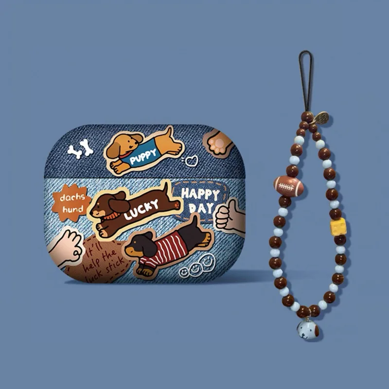 Cute Black Cowboy Dog All Inclusive Protective Cover Applicable for AirPods Pro2 3 4 Wireless Bluetooth Headphone