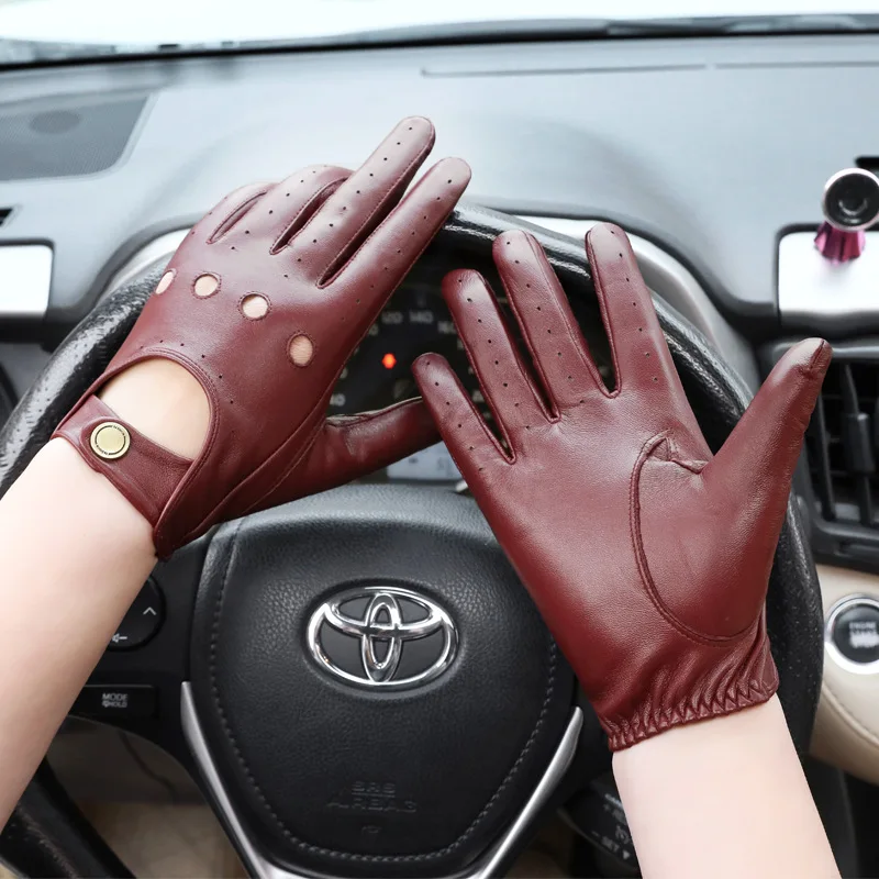 

Men's Spring Autumn Hollow Out Genuine Leather Gloves Male Natural Leather Winter Motorclcle Driving Glove R1808