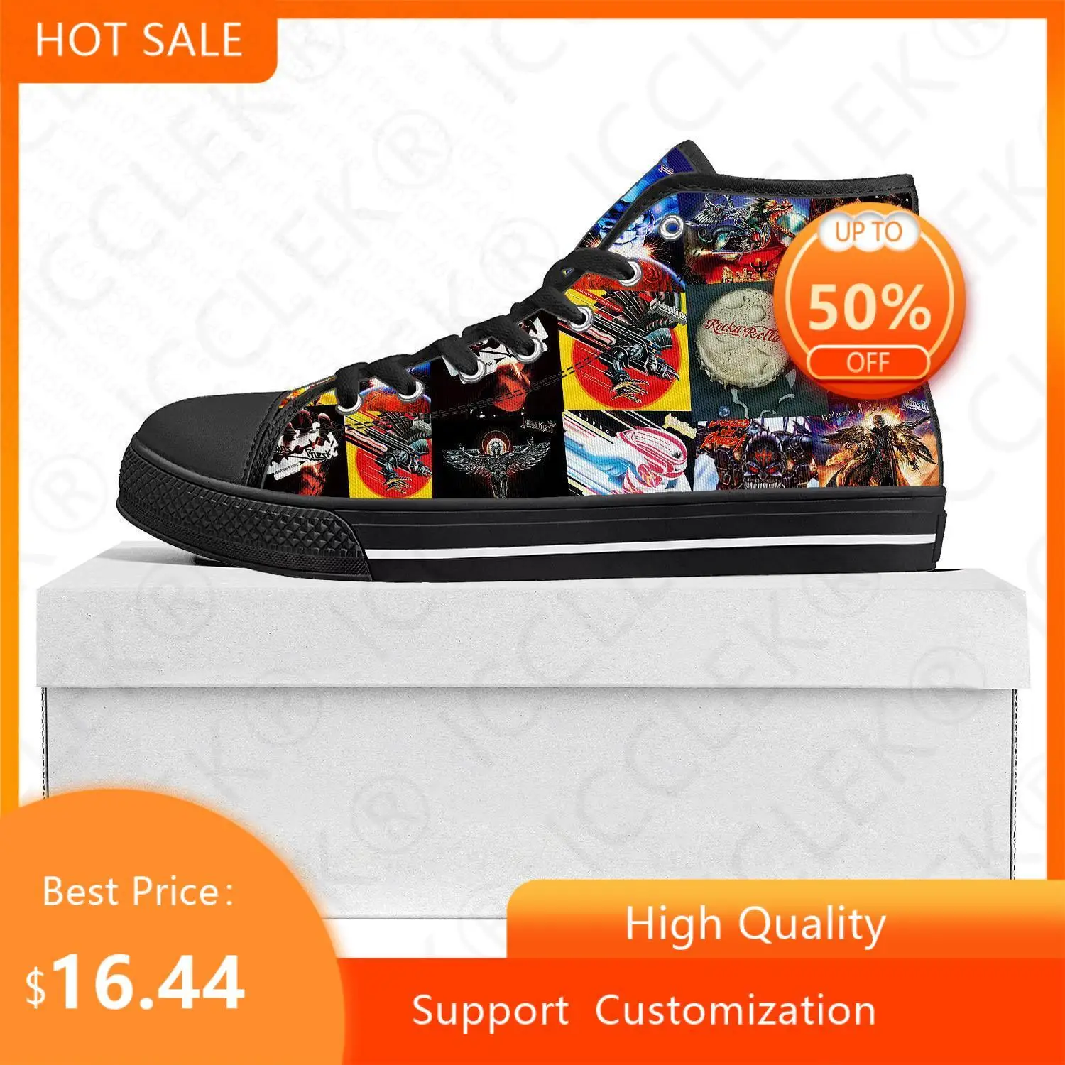 Judas Priest Heavy Metal Rock Band High Top High Quality Sneakers Mens Womens Teenager Canvas Sneaker Couple Shoe Custom Shoe