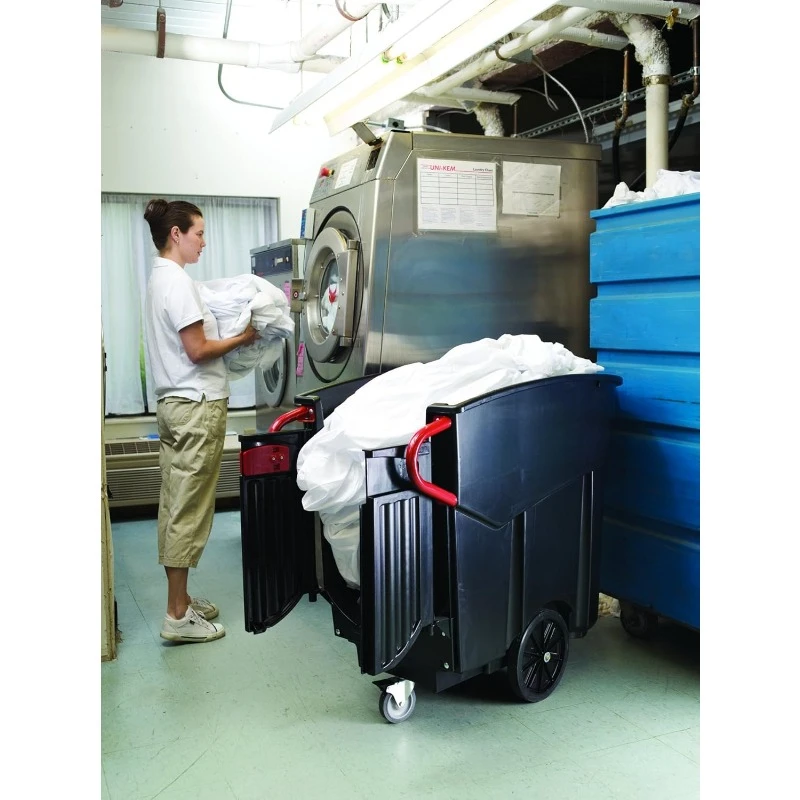 

Mobile Collector/Trash/Garbage/Recycling Cart with Double Doors, Multi-Stream, 120 Gal, 400 lbs Capacity, Black,Office/Warehouse