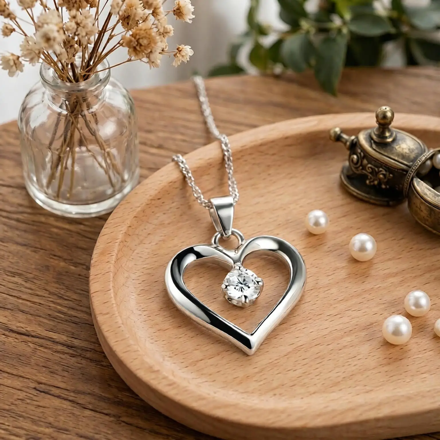 Romantic 925 Sterling Silver Hollow Love Heart Crystal Zircon Pendant Necklaces for Women Girls Engagement Party Jewelry Gifts