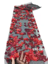 Luxury  French sequins embroidery fabric for waman wedding party dress with polyester thin tulle mesh for sewing 5 yards