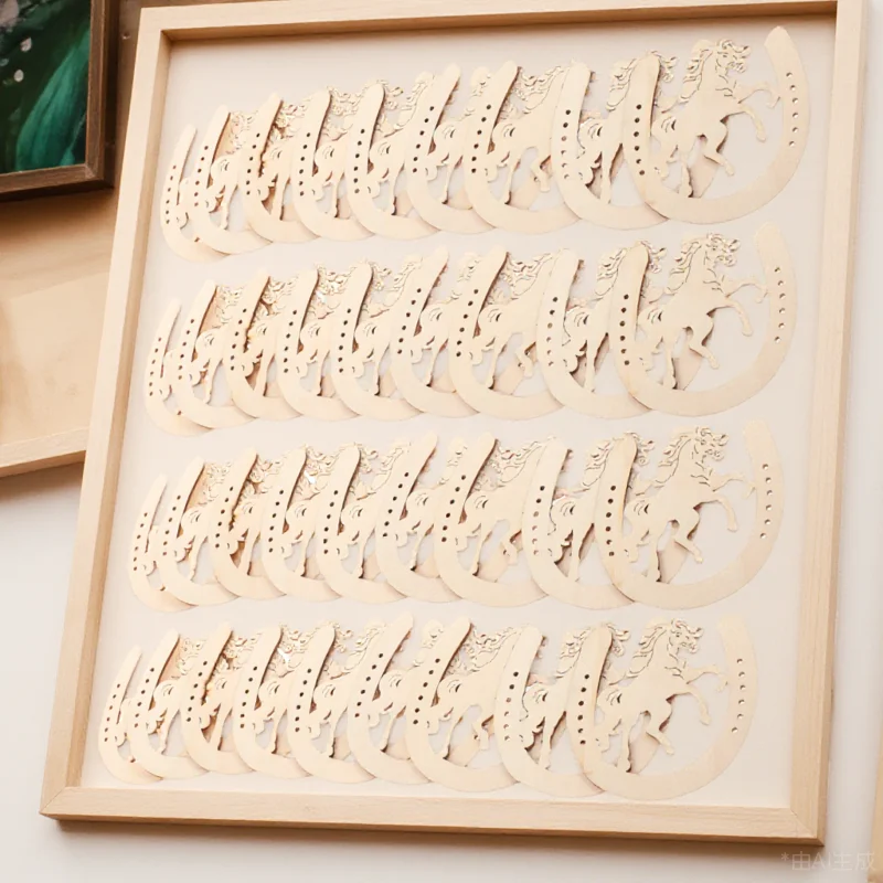 

48 Pcs DIY Wooden Pendant Horseshoe Crafts Unfinished Cutout Mini Horseshoes for Decorations Cutouts