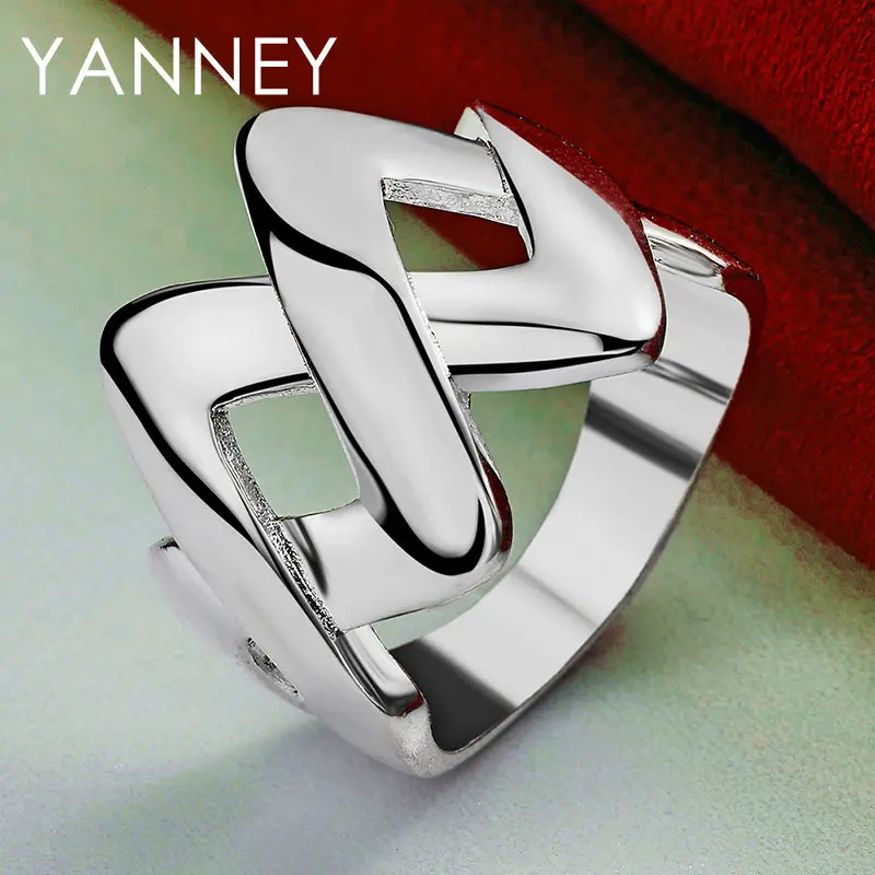 Women's 925 Sterling Silver 7/8/9/10# Simple Double W Ring For Fashion Wedding Temperament Charm Gift Jewelry Accessories