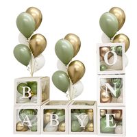 1pc Transparent Balloon Filling Box Green Gold Birthday Balloon for Kids Birthday Party Decoration Balloon Blocks Wild ONE Party
