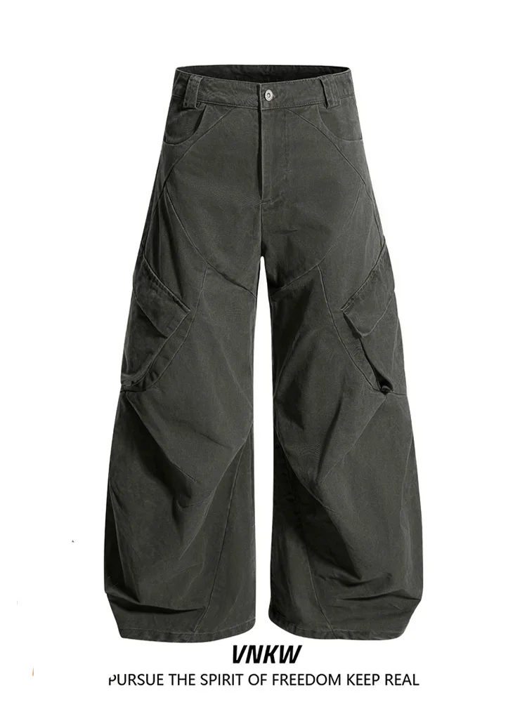 

Ретро-американские повседневные широкие брюки-карго унисекс, модные свободные брюки-трубы винтажного стиля, прямые брюки-труба