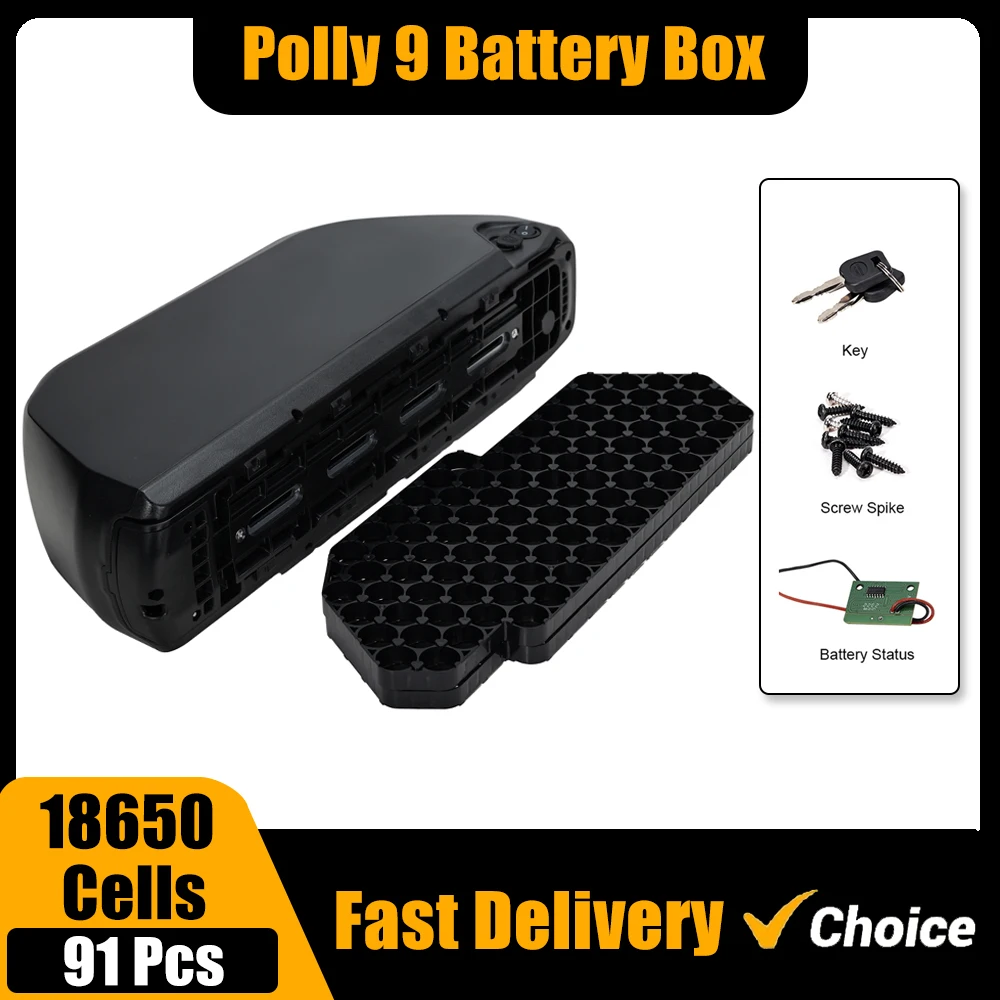 ChamRider Polly 9 Battery Box, Ebike Case, Battery Housing, Case, Downtube, 10S9P, 13S7P, 14S6P, 91PCs, 18650 Cells