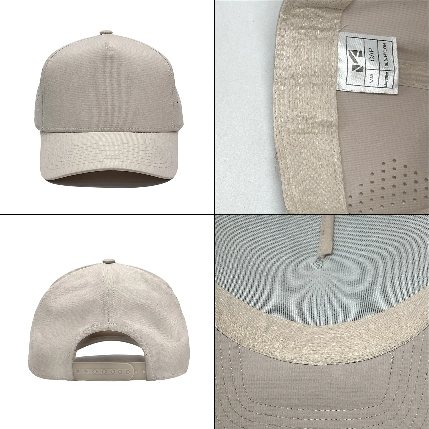 Summer 5 Panel Laser Perforated Breathable Mesh Quick Dry Baseball Cap Custom Logo Print Outdoor UV Protection Sun Trucker Hat