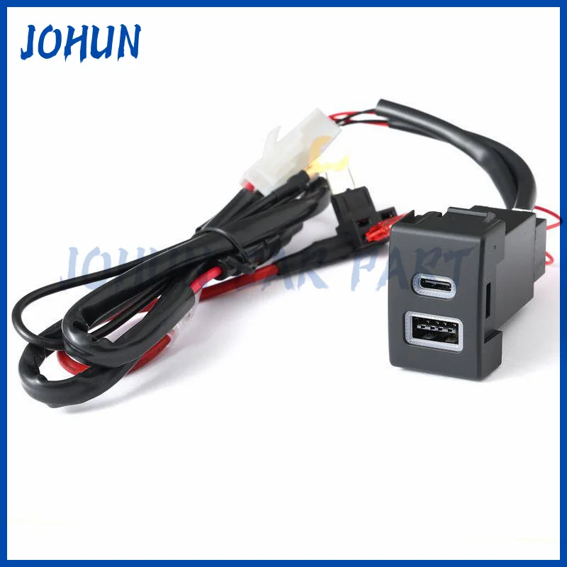 Red LED Light 12V Car USB QC3.0 Type-C PD Dual Charger Interface Socket Phone Charging Adapter For Suzuki Jimny 2007-2015