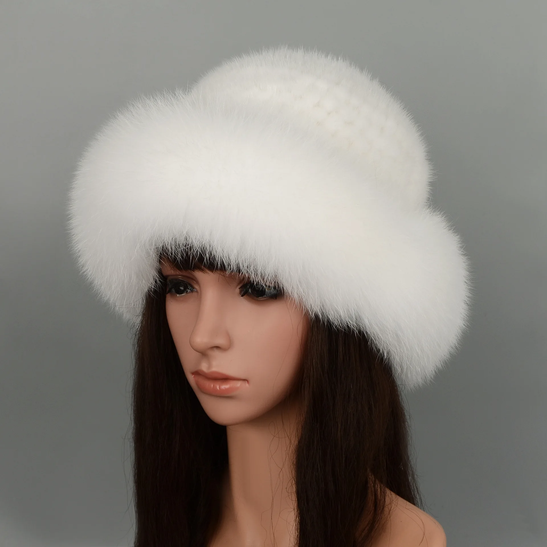 

Winter New High-Quality Keep Warm Mink Fur Fox Fur Woven Fur Hat Fur Hat Fox Fur Hat Sun Basin Hat