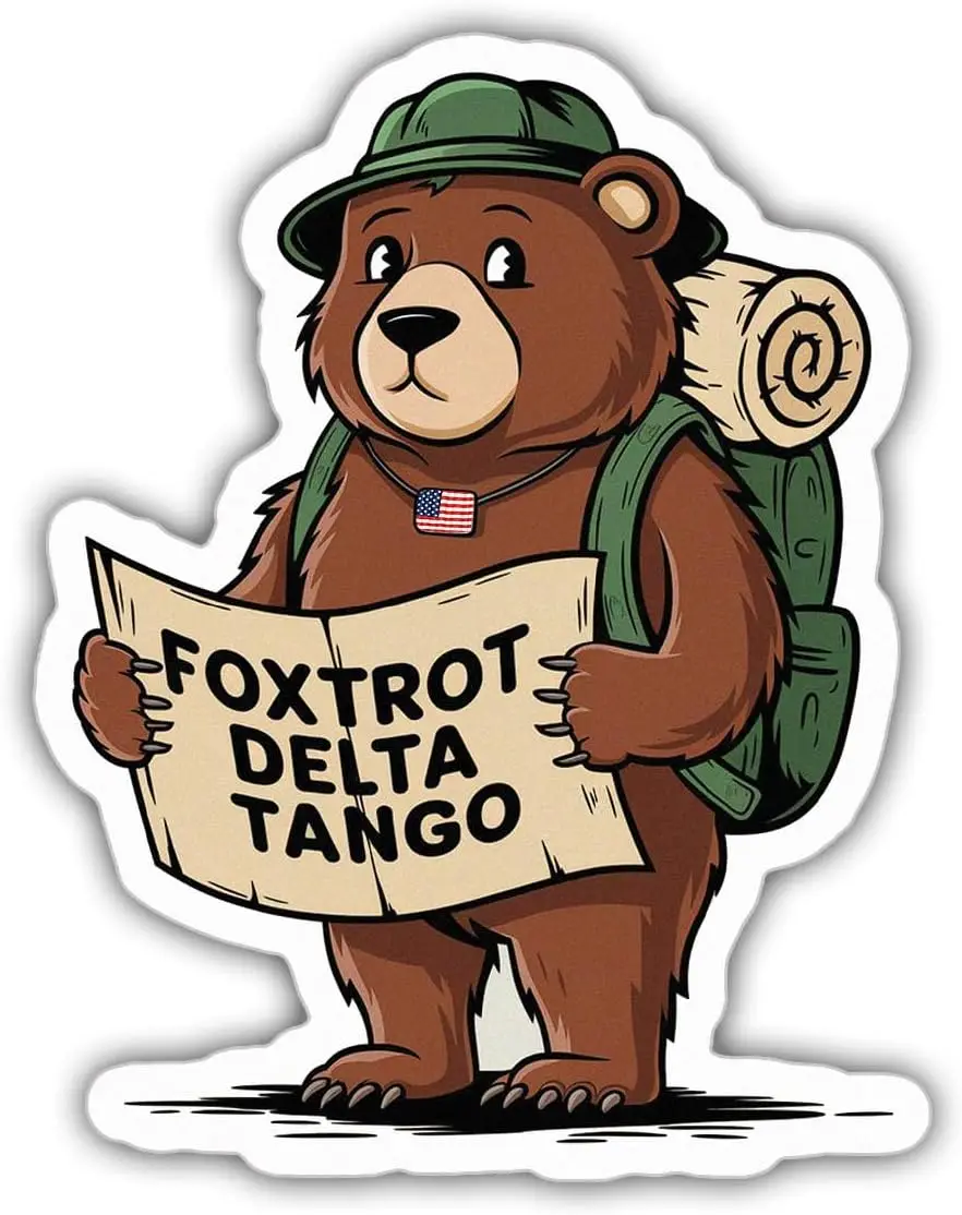 

Subtle Foxtrot Delta Tango FDT Funny Bear Anti Not My President Liberal Feminist Political Stickers Weather-Resistant Stickers