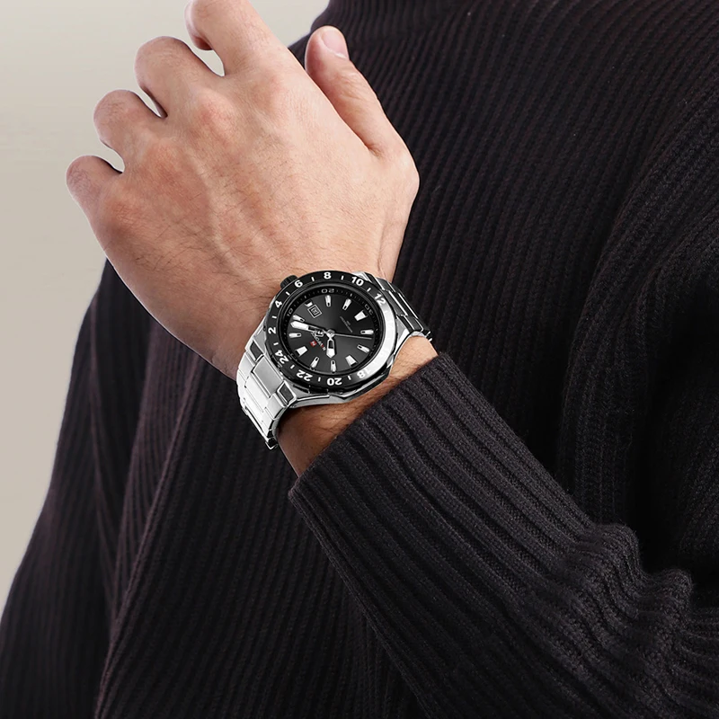 

NAVIFORCE мужские кварцевые часы модные 3ATM водонепроницаемые светящиеся шкала ремешок из нержавеющей стали простой дизайн часы с дисплеем даты