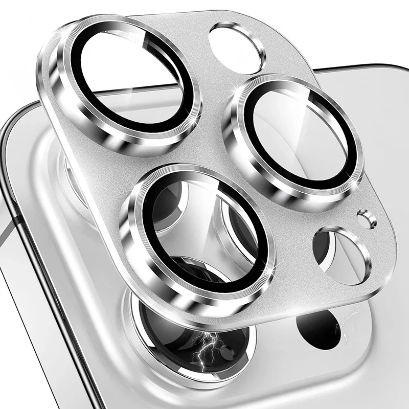 

3D Metal Camera Lens Protector Case For iPhone 16 15 14 Plus Pro Max Rear Cameras Lens Camera Tempered Glass Phone Accessorise