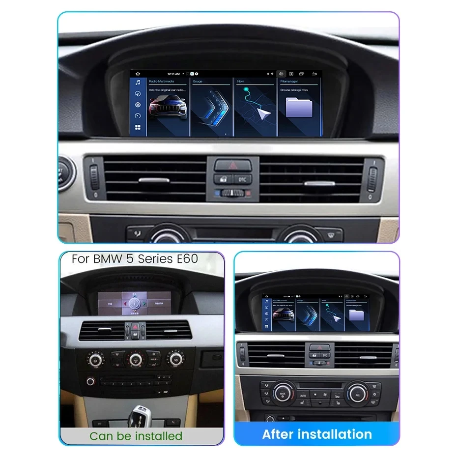 8 Core Android 13 Carplay Auto Multimedia Player For BMW 3 Series E60 E61 E63 E64 5 Series E90 E91 E92 E93 CCC CIC All-in-One