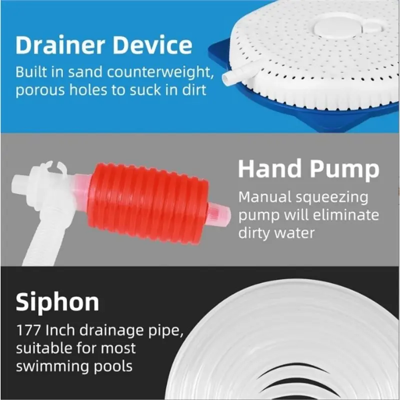 【travel-essential】water-removal-tool-non-electric-siphon-pump-kit-for-pool-covers-with-heavy-duty-drain-hose-for-pool