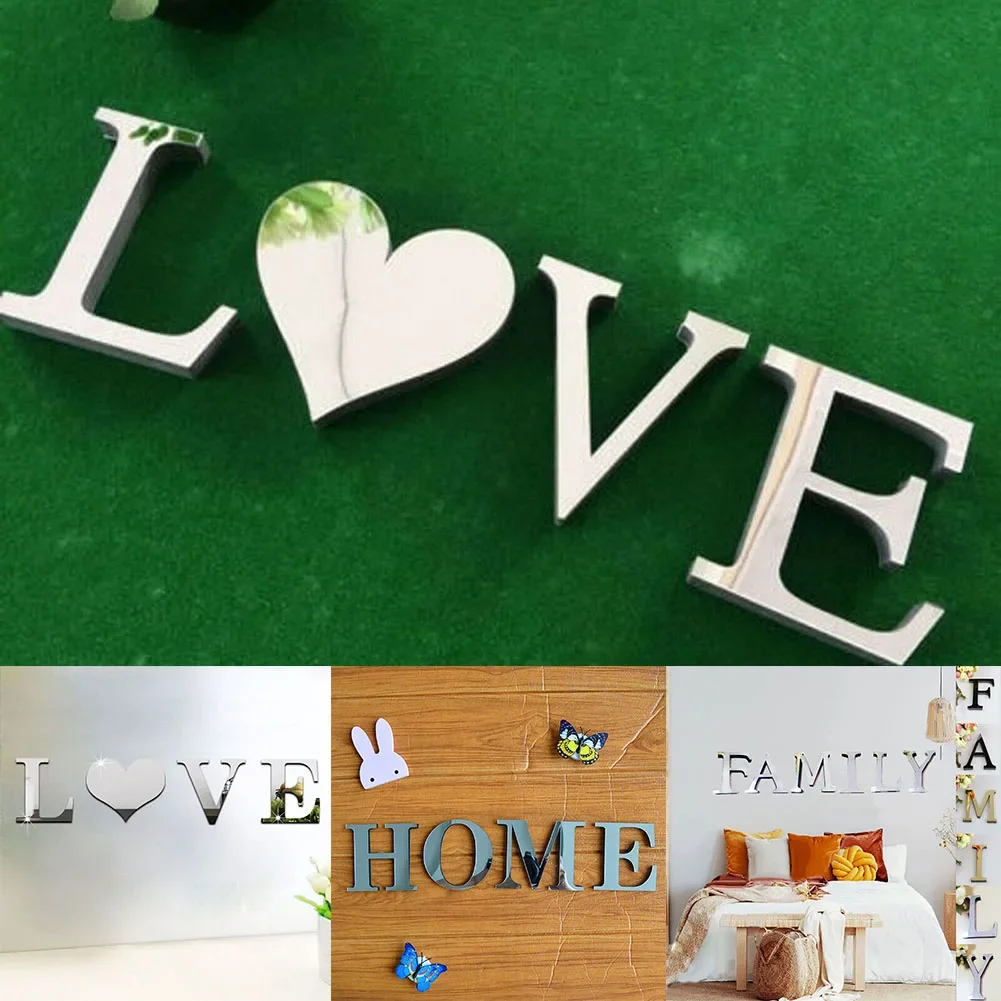 Englisch Acryl Spiegel Aufkleber Home Love Familie Mosaik Fliesen Wanda uf kleber selbst klebende Aufkleber für Wand DIY Wohnkultur