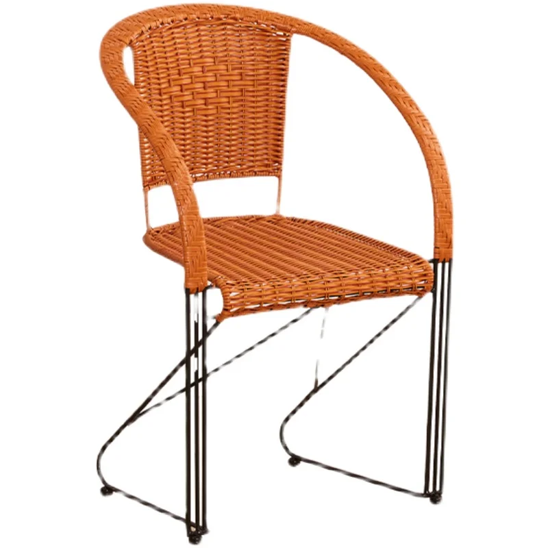 

PQF Rattan Chair Bedroom Single Rattan Iron Leisure Chair Backrest Bouncing Chair