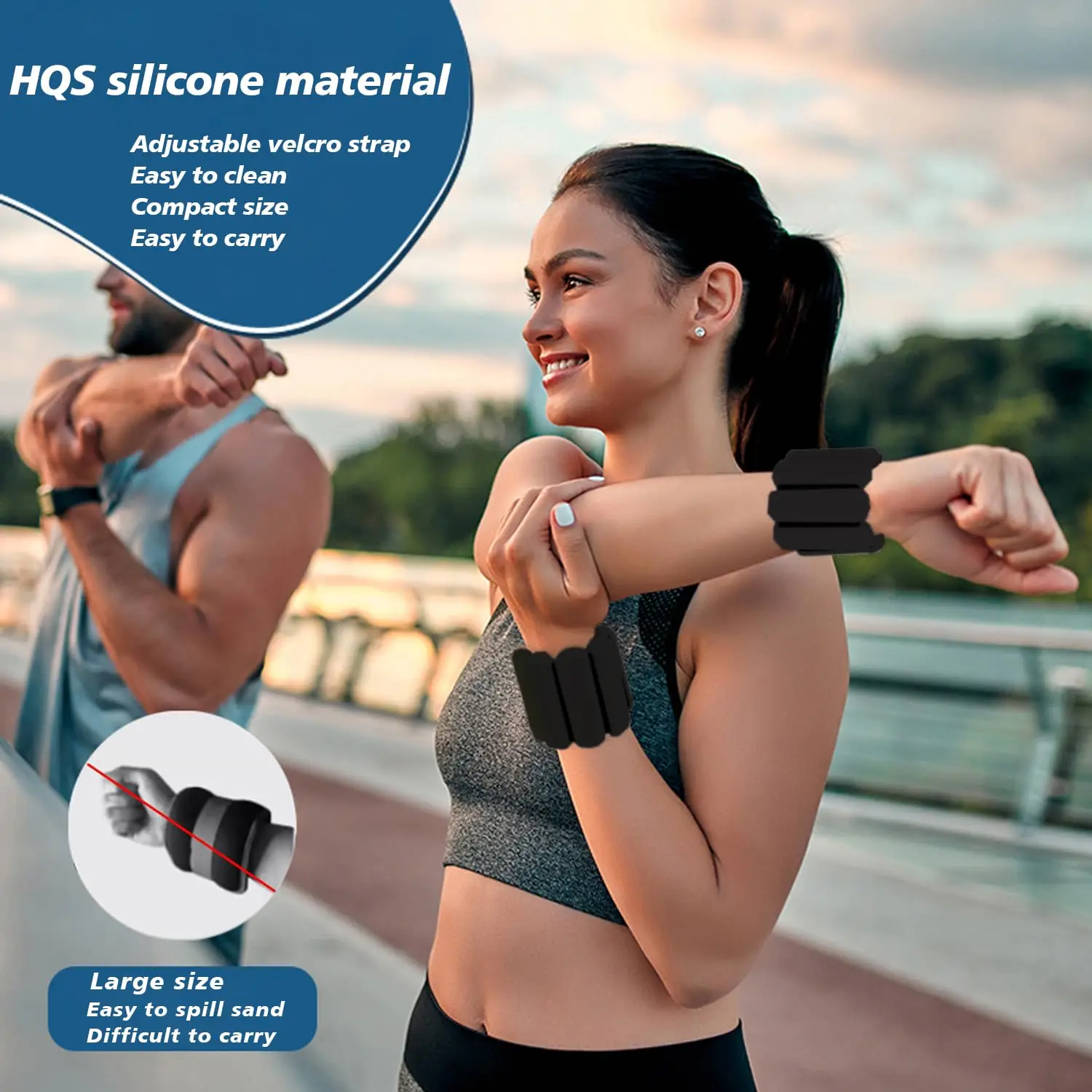 Verstellbare Knöchel- und Handgelenksgewichte 1 Paar (je 0,5 Pfund) Silikon-Fitnessgewichte für Gehen, Laufen, Yoga, Pilates, Fitness und Physiotherapie – Detail 6