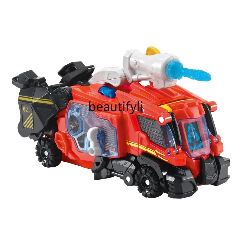 Deformed dinosaur car Triceratops fire truck Cool sound and light effects Deformed car toys Children