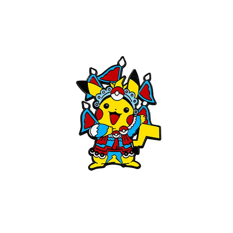 6 Stück Pokemon Pikachu Emaille Brosche Pins Metall Rucksack Abzeichen Anime Schmuck Zubehör für Frauen Jungen Kinder Geschenk