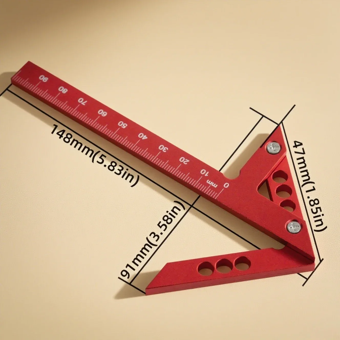 Center Finder Woodworking Square - 45/90 Degree Right Angle Line Gauge - Aluminum Center Scribe Precision Carpenter Ruler