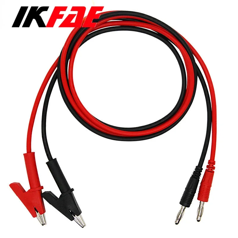 2pcs Red and Black Silicone Wire Regulated Power Supply Cable 4mm Pure Copper Banana Plug To Alligator Clip Test Line