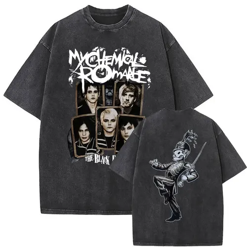 Imagen 2 del producto Banda de Rock de manga corta My Chemical Romance The Black Parade, nueva ropa lavada para hombre, camisetas gráficas para hombre