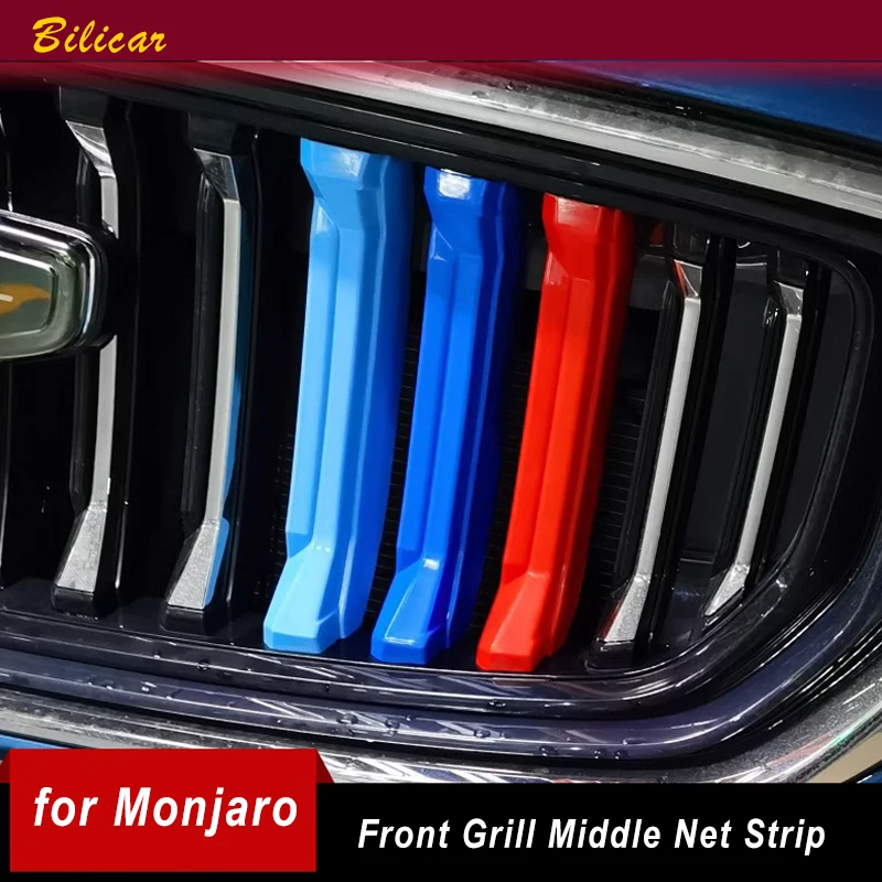 for GEELY Monjaro KX11 2023 2022 2021 Accessories Car Front Grill Middle Net Strip Trims Decoration Sticker Car Styling