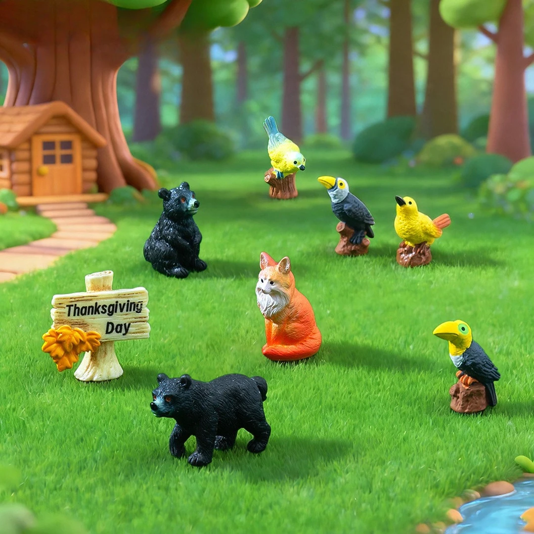 100pcs Wholesale 3D Resin Animals Dog Duck Chicken Bear Home Decoration DIY for Fairy Garden Landscape Dollhouse Accessories