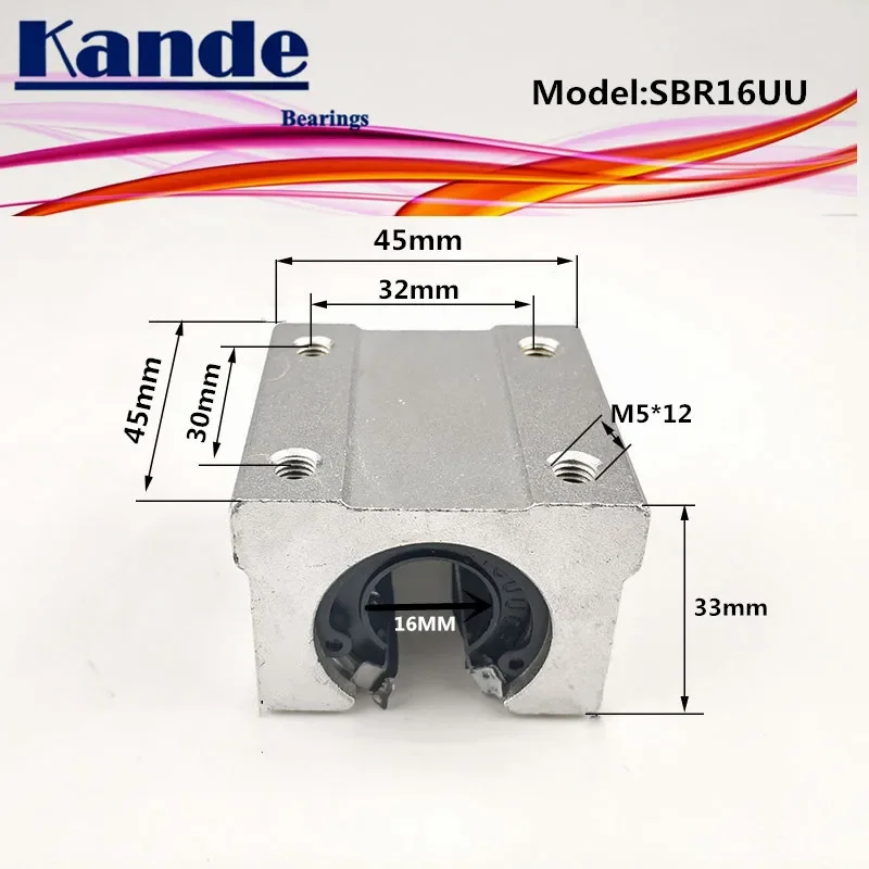 

Подшипники Kande 4 шт. SBR16UU SBR16 UU SBR16 открытый Подшипник блока CNC части скольжения для 16 мм линейной направляющей SBR16 16 мм SME16UU SME SBR