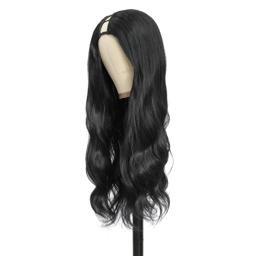 U Part Wig 20-30Inch Synthetic Body Wave Half Wig For Black Women Wavy U Part Curly Wig Loose Deep Wave Wigs Glueless