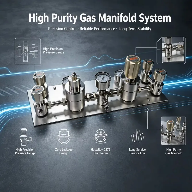 High Flow Gas Manifold Supply System SUS316L Stainless Steel Blow Function CE PED For Industrial Gas Distribution