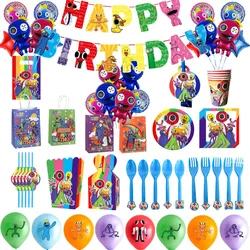 Rainbow Friends Birthday Party Decorative Tableware Baby Shower Balloon Set Decorative Supplies Paper Cup Cake Children's Flag