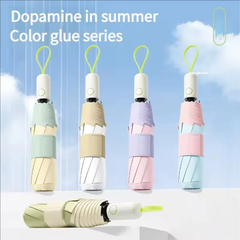 

8 ребер, мини-автоматический 3-складной зонт от дождя, женский зонтик от дождя, маленький солнцезащитный зонт, карманный ветрозащитный зонт для путешествий на открытом воздухе