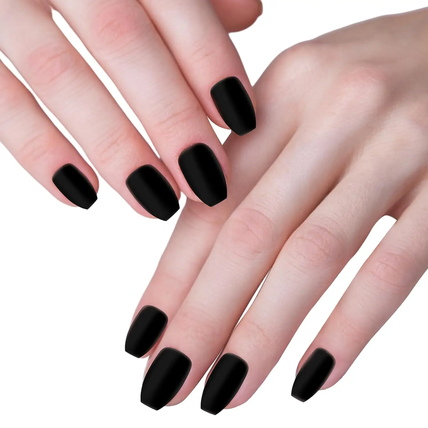 ARTAUG 24PCS Press On Nails Short Almond Black Press On Nails Full Cover Fake Nail Set Press On Acyrlic Nails Summer Nails