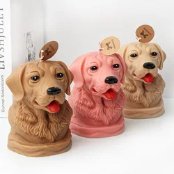 3D Pet Dog Golden Retriever Candle Silicone Mold Cute Dog's Head Portrait Gypsum Candle Making Mould Dog Lovers Craft Decor Gift