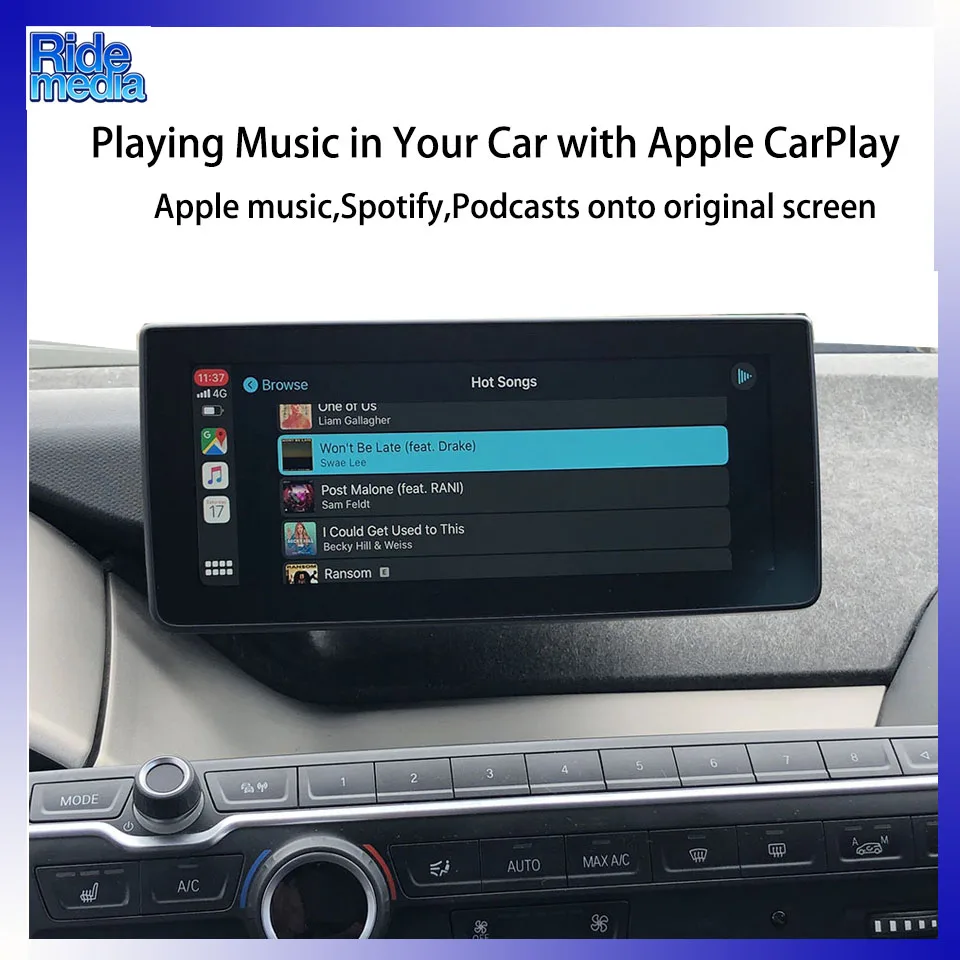 RideMedia 2026 New Update Wireless Apple CarPlay GPS Music Camera Retrofit Android Auto Interface for BMW i3 i8 2013-2020